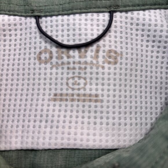 Orvis L Green Solid Performance Hiking Fishing Button Up Short Sleeve Shirt Gorp - Picture 3 of 12